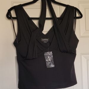 bebe Sleek Black V-Neck Crop Top